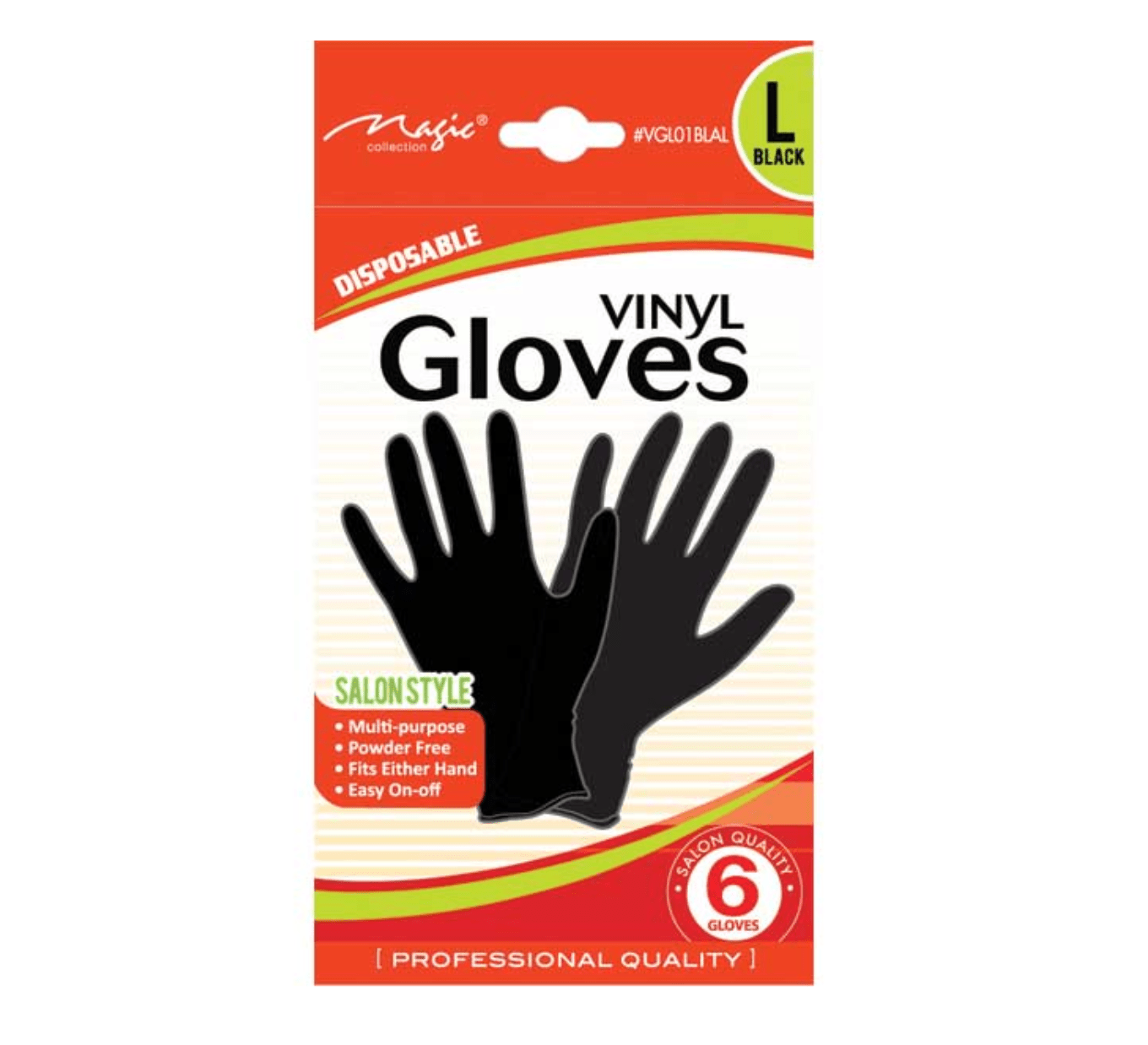 Magic Collection Black Vinyl Gloves – 6Pcs - Beauty Exchange Beauty Supply