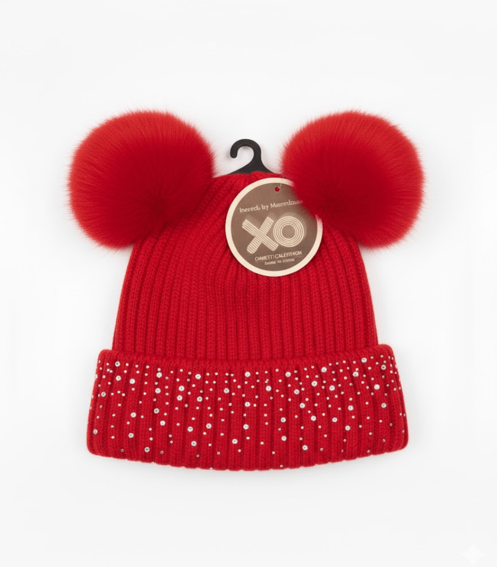 Magic Collection Kids 2 Pom Beanie w/ Stones - Assorted - Beauty Exchange Beauty Supply