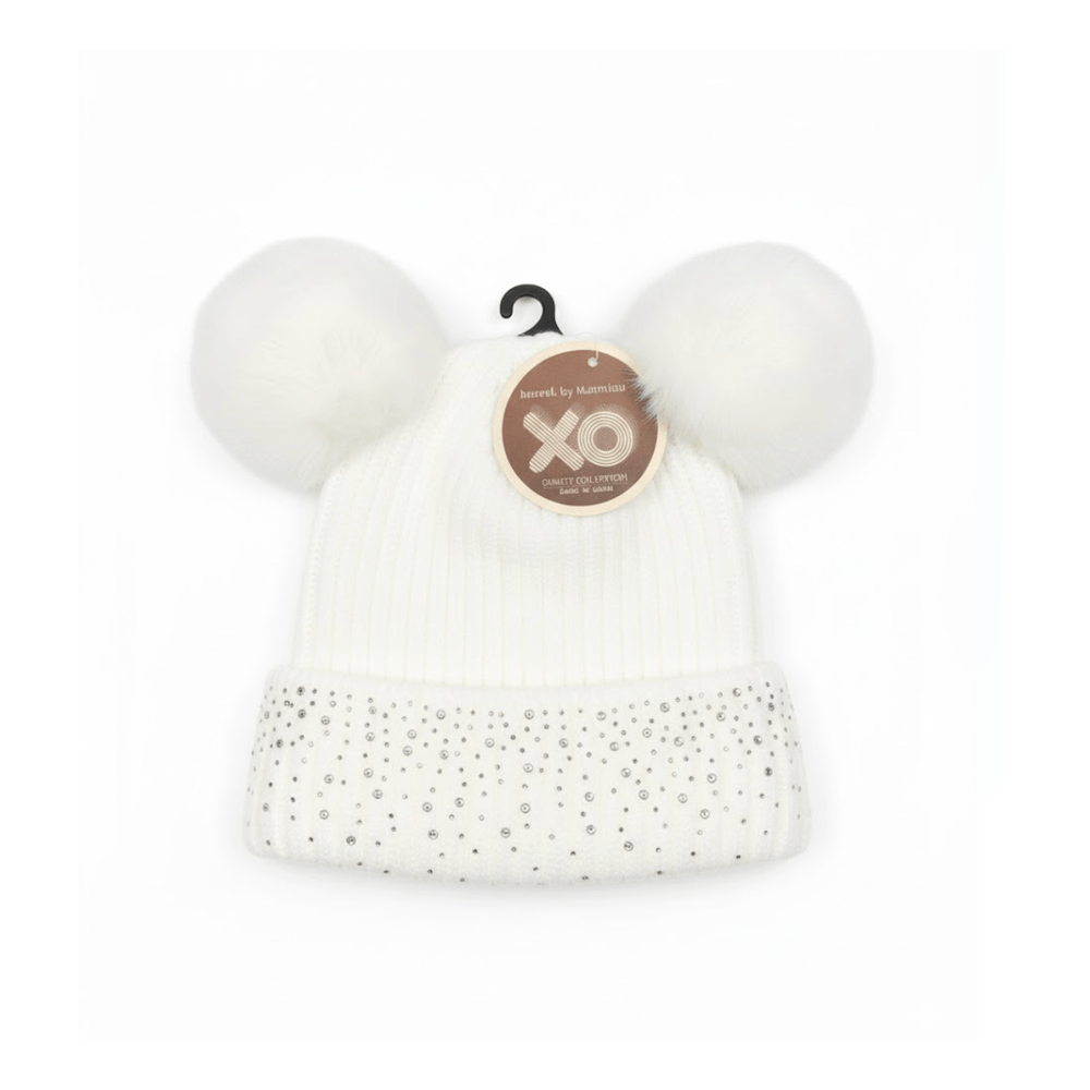 Magic Collection Kids 2 Pom Beanie w/ Stones - Assorted - Beauty Exchange Beauty Supply