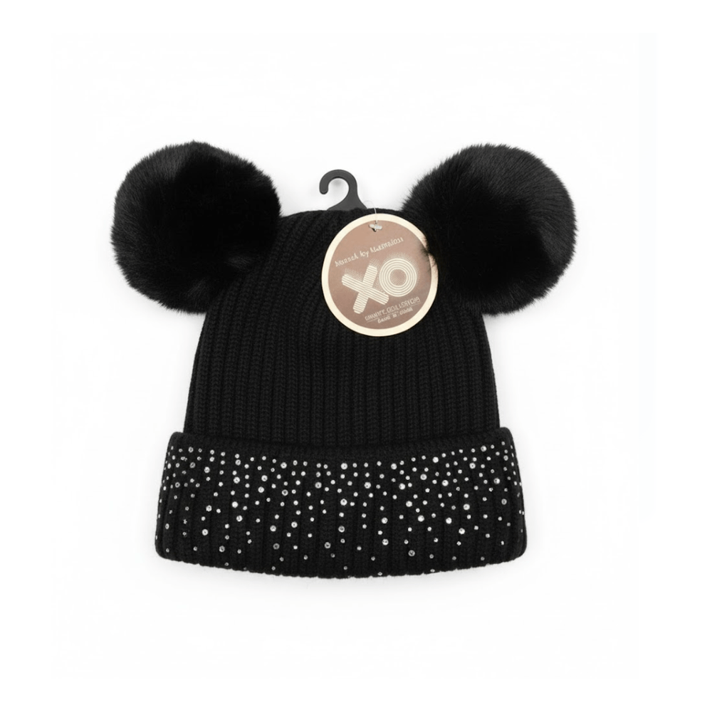 Magic Collection Kids 2 Pom Beanie w/ Stones - Assorted - Beauty Exchange Beauty Supply