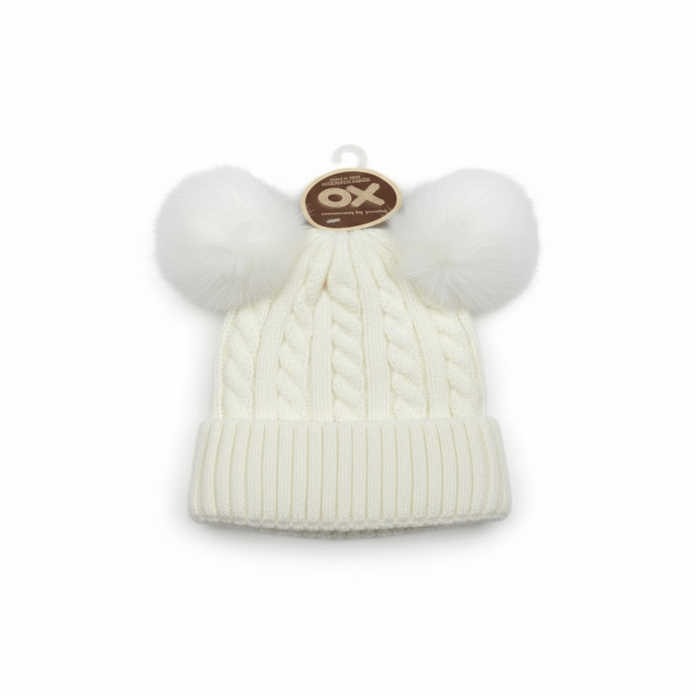 Magic Collection Kids Cable Knit 2 Pom Beanie - Assorted - Beauty Exchange Beauty Supply