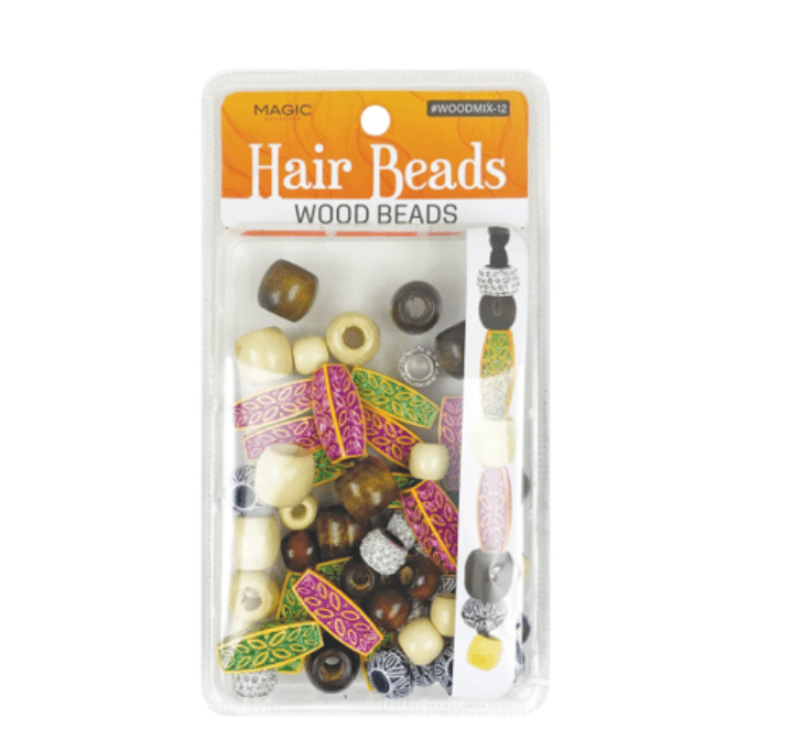 Magic Collection Wood Hair Beads Silver or Gold – 1 Pack - Beauty Exchange Beauty Supply