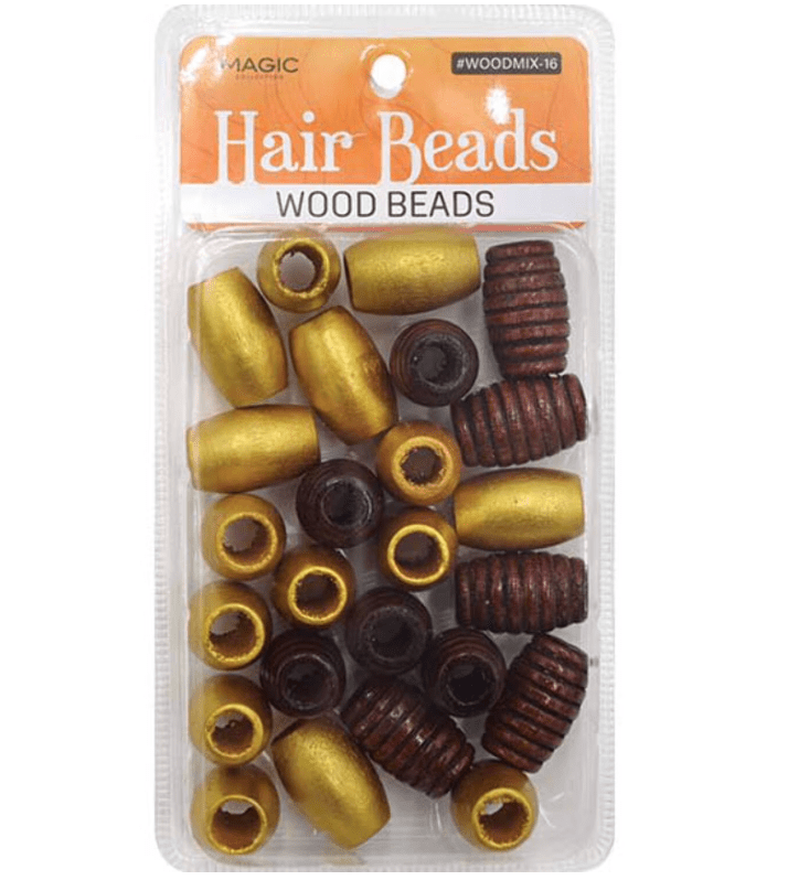 Magic Collection Wood Hair Beads Silver or Gold – 1 Pack - Beauty Exchange Beauty Supply