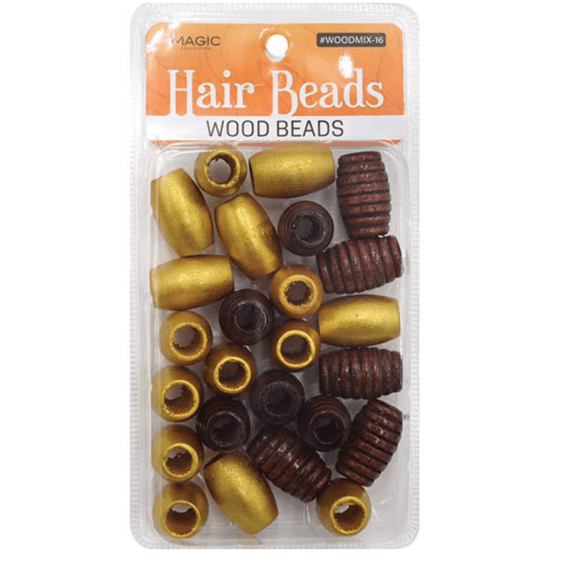 Magic Collection Wood Hair Beads Silver or Gold – 1 Pack - Beauty Exchange Beauty Supply