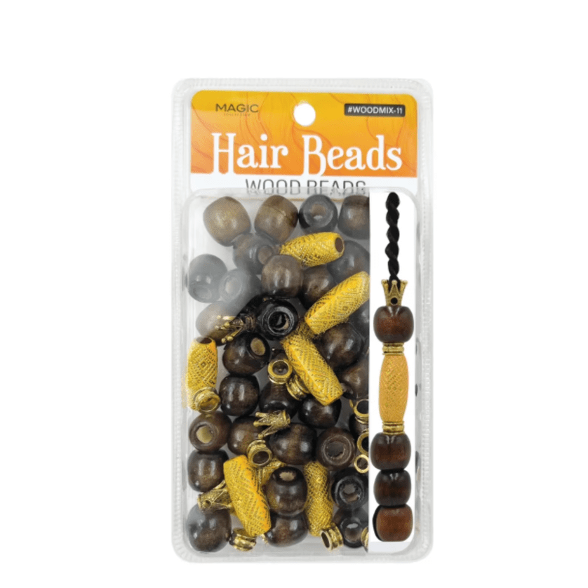 Magic Collection Wood Hair Beads Silver or Gold – 1 Pack - Beauty Exchange Beauty Supply