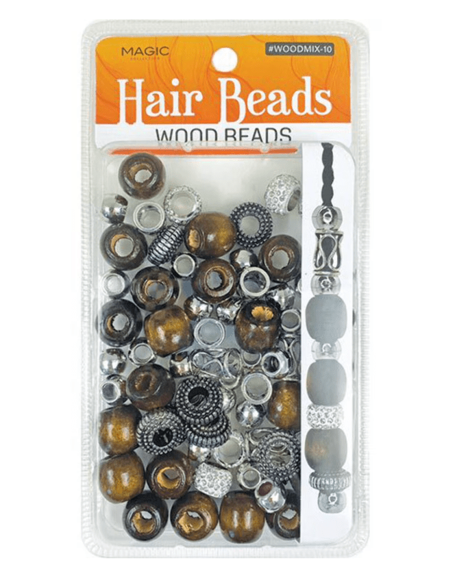 Magic Collection Wood Hair Beads Silver or Gold – 1 Pack - Beauty Exchange Beauty Supply