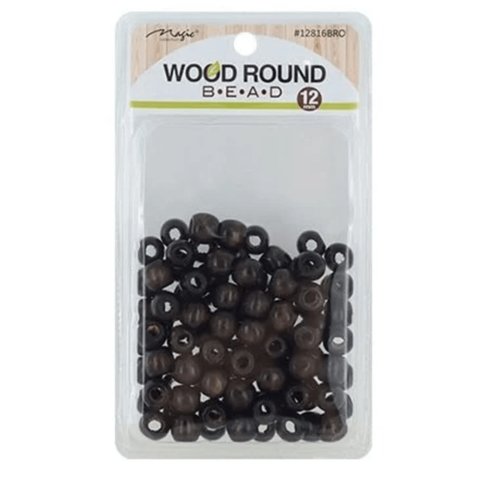 Magic Collection Wooden Hair Beads Dark Brown – 12MM - Beauty Exchange Beauty Supply