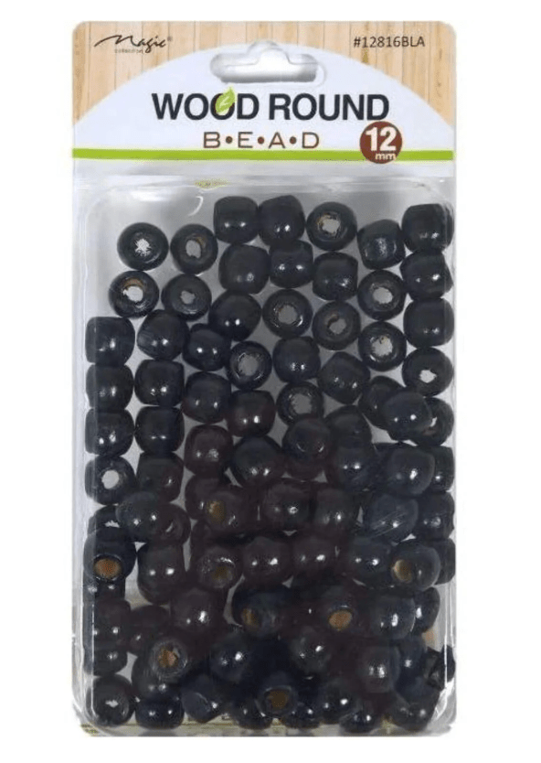 Magic Collection Wooden Hair Beads Dark Brown – 12MM - Beauty Exchange Beauty Supply