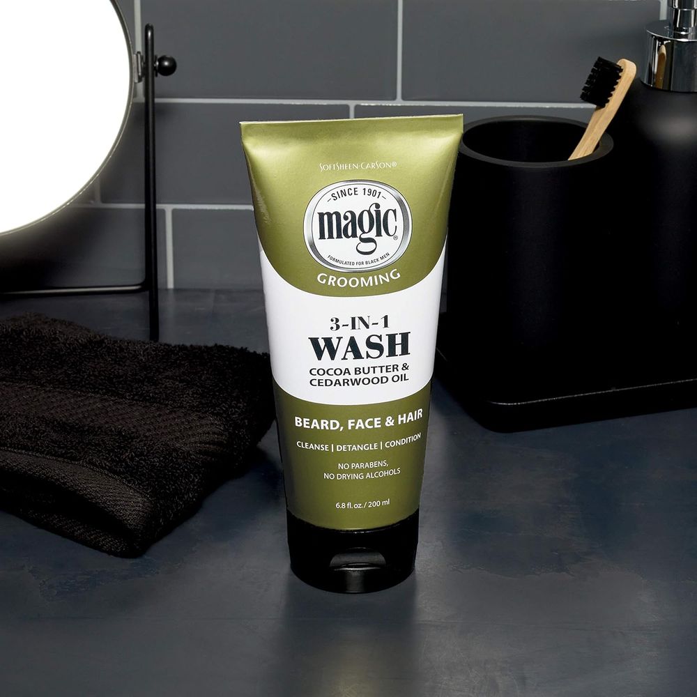 Magic Grooming 3 - in - 1 Wash – Cleanses Hair, Face & Beard in One Step 6.8 oz - Beauty Exchange Beauty Supply