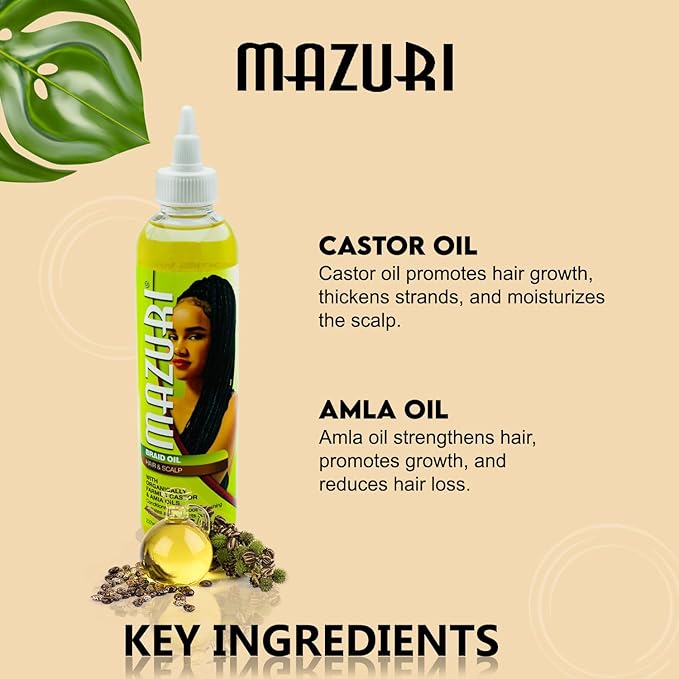 Mazuri Braid Oil for Hair & Scalp - Hydration 237ml - Beauty Exchange Beauty Supply