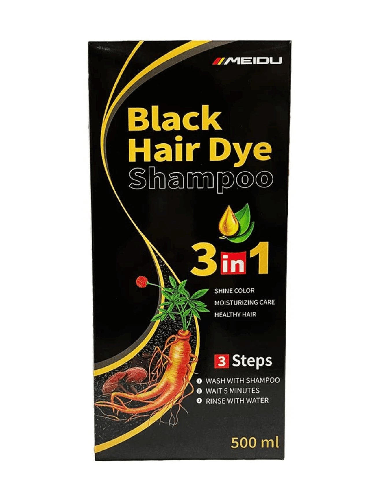 Meidu Black Hair Color 3in1 Shampoo – 500ml - Beauty Exchange Beauty Supply