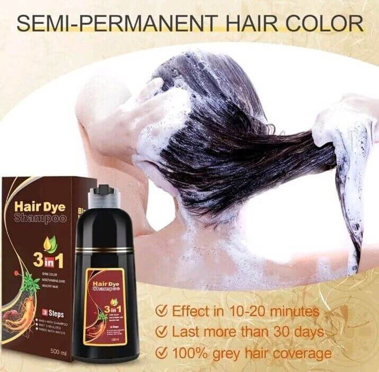 Meidu Black Hair Color 3in1 Shampoo – 500ml - Beauty Exchange Beauty Supply