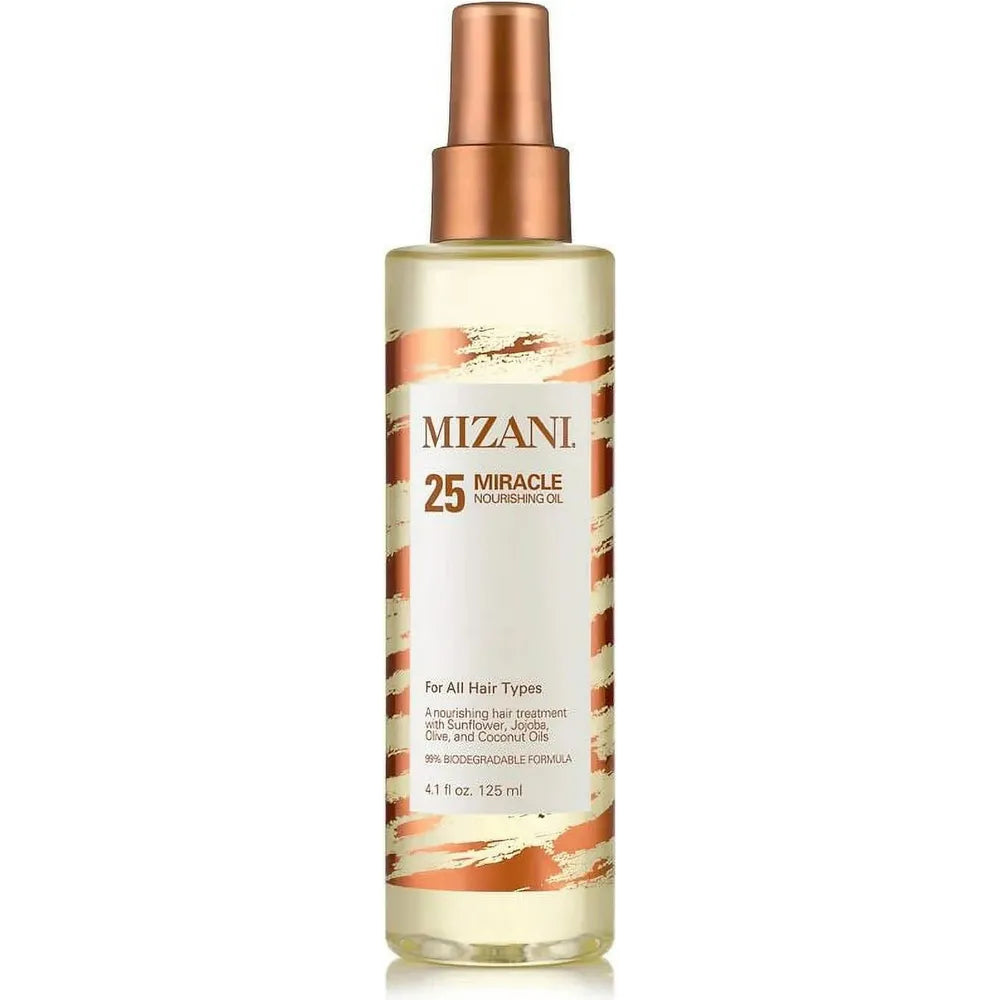 MIZANI 25 Miracle Nourishing Hair Oil – Lightweight Shine & Frizz Control | Coconut, Jojoba, Sunflower & Olive Oil Blend | For All Hair Types | 4.2 oz - Beauty Exchange Beauty Supply