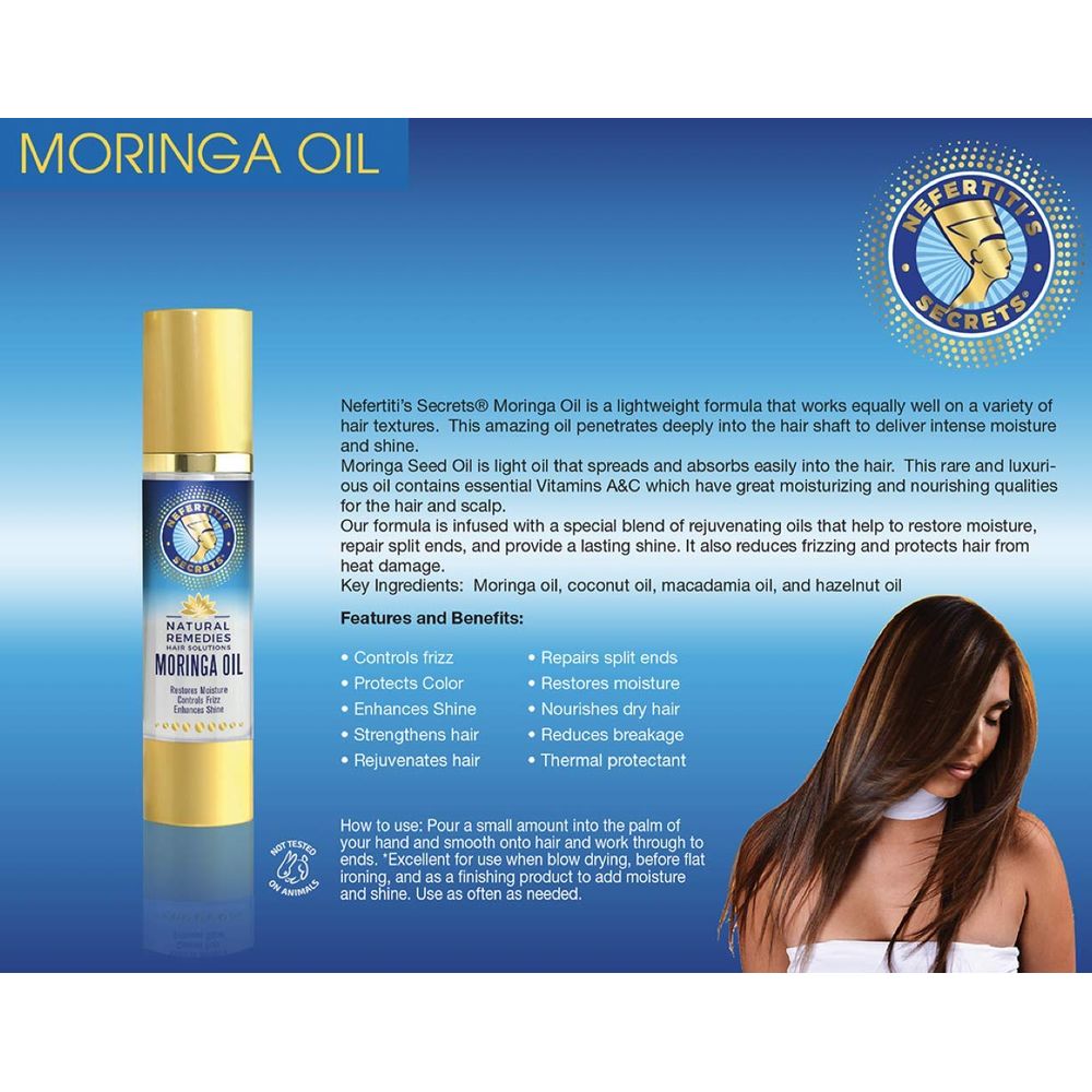 Nefertiti's Secrets Moringa Oil – Nourishing & Multi - Use Hair & Scalp Oil for Shine & Strength – 1.7 oz - Beauty Exchange Beauty Supply