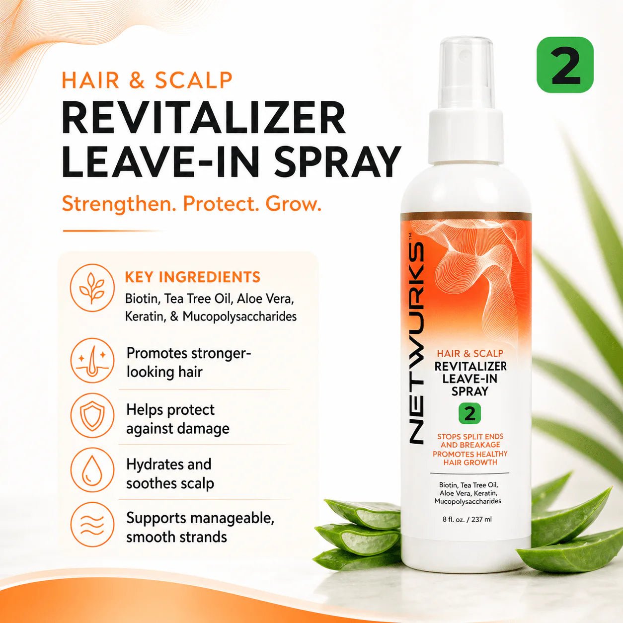 Netwurks Hair & Scalp Revitalizer Leave - In Spray – 8oz - Beauty Exchange Beauty Supply