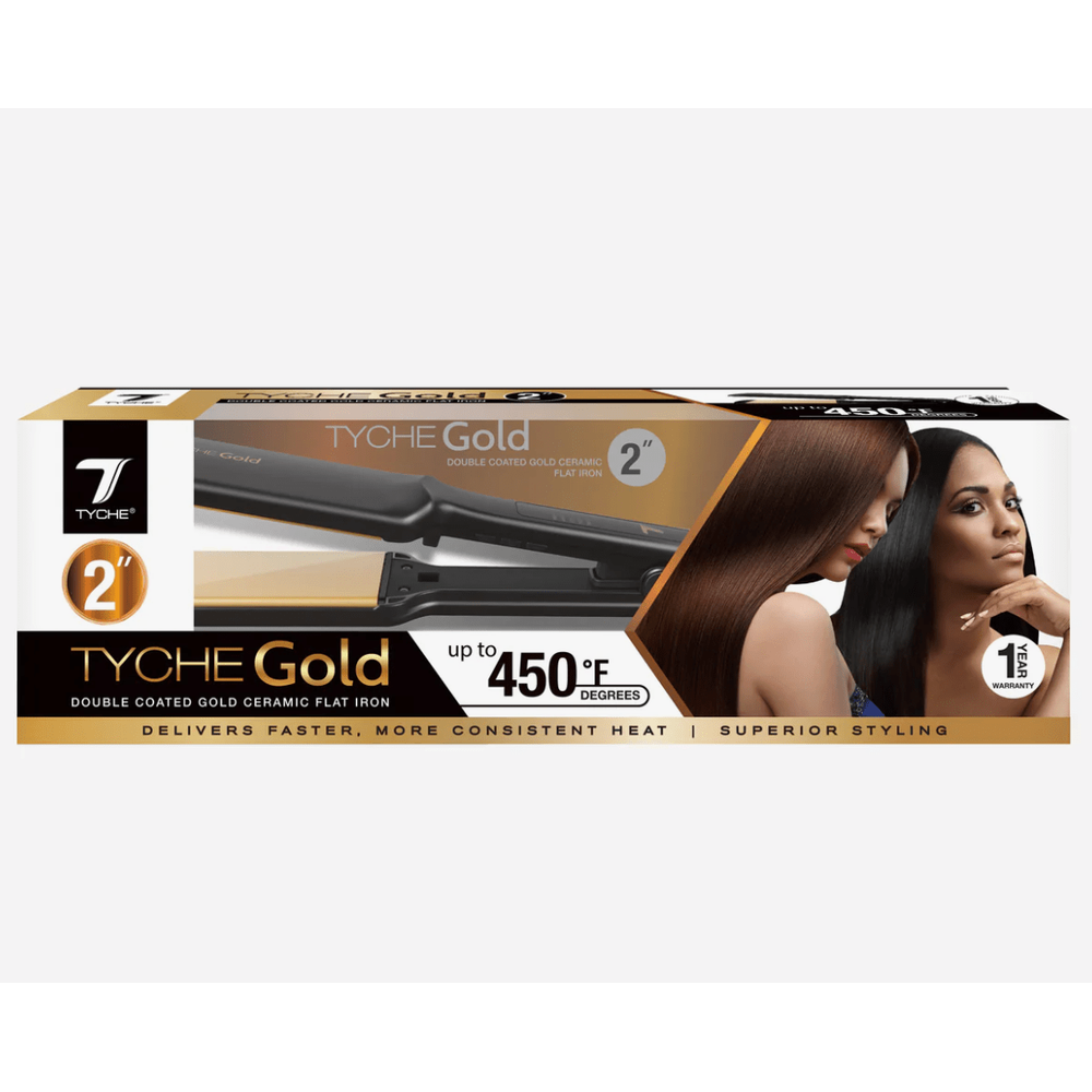 Nicka K Tyche Gold Ceramic Flat Iron – Double Coated Plates - Beauty Exchange Beauty Supply
