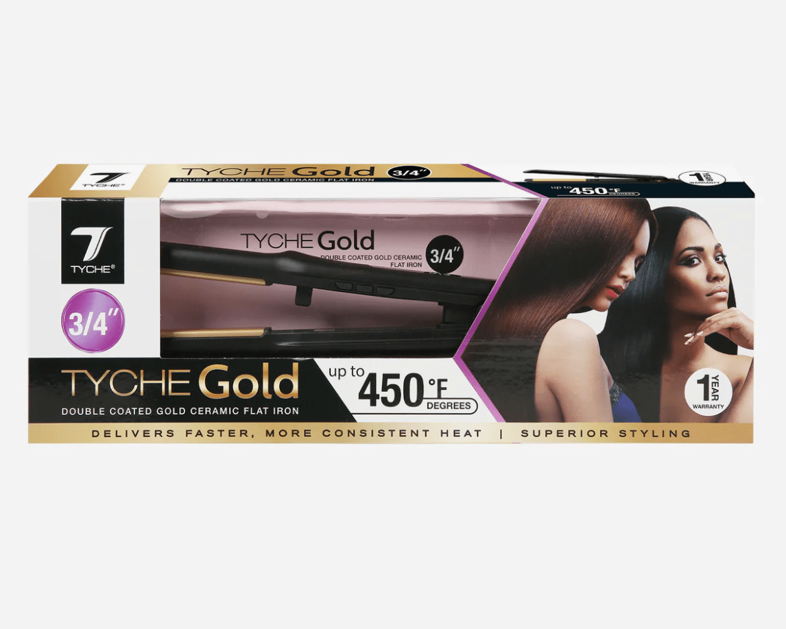 Nicka K Tyche Gold Ceramic Flat Iron – Double Coated Plates - Beauty Exchange Beauty Supply