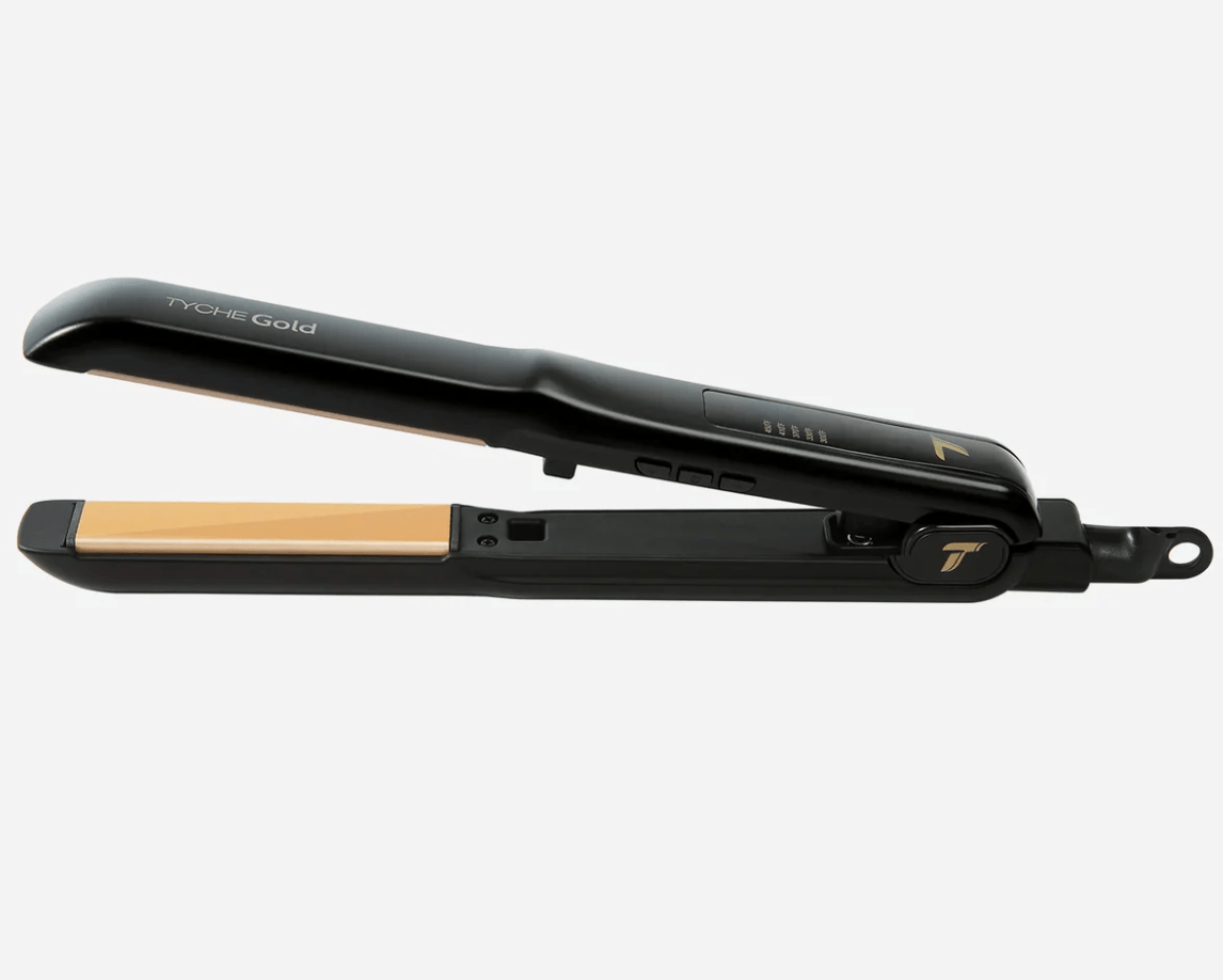 Nicka K Tyche Gold Ceramic Flat Iron – Double Coated Plates - Beauty Exchange Beauty Supply