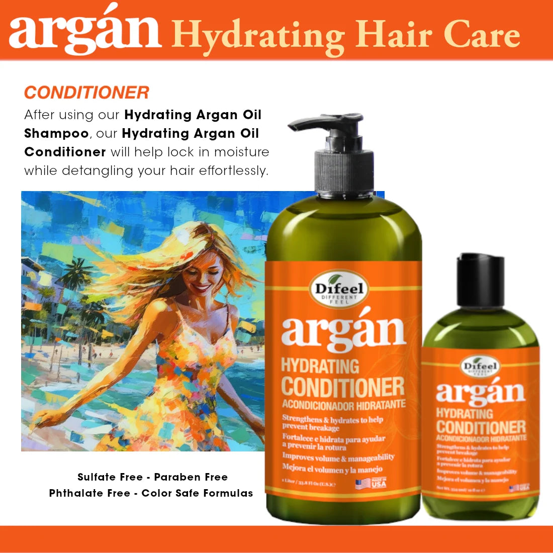 Difeel Argan Hydrating Shampoo & Conditioner – 33.8 oz