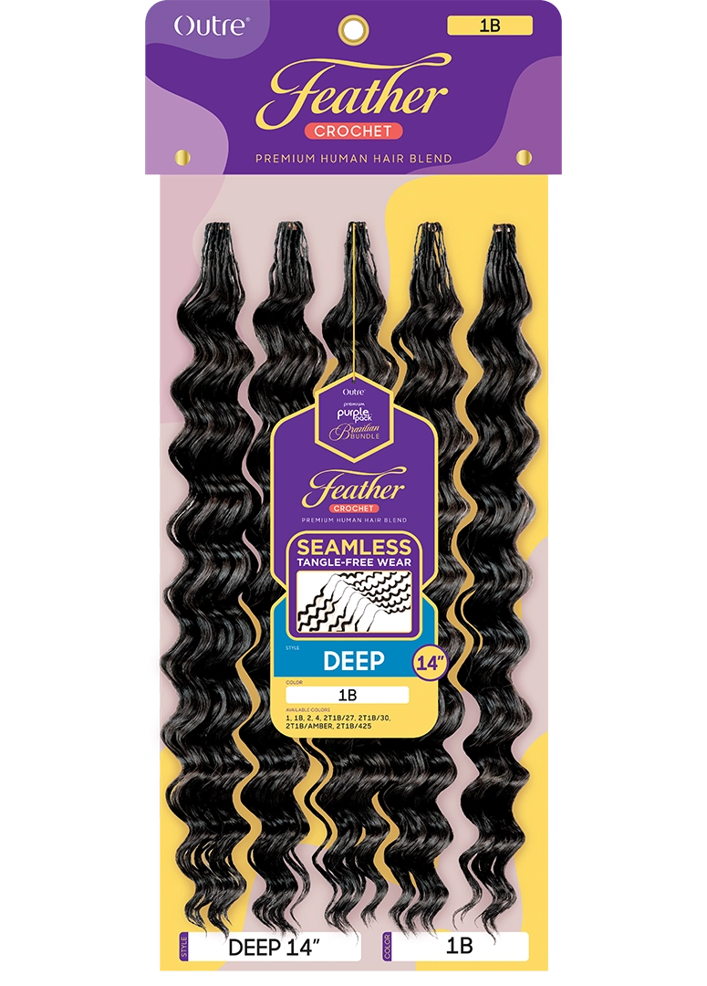 Outre Purple Pack Human Hair Blend Brazilian Feather Crochet – Deep