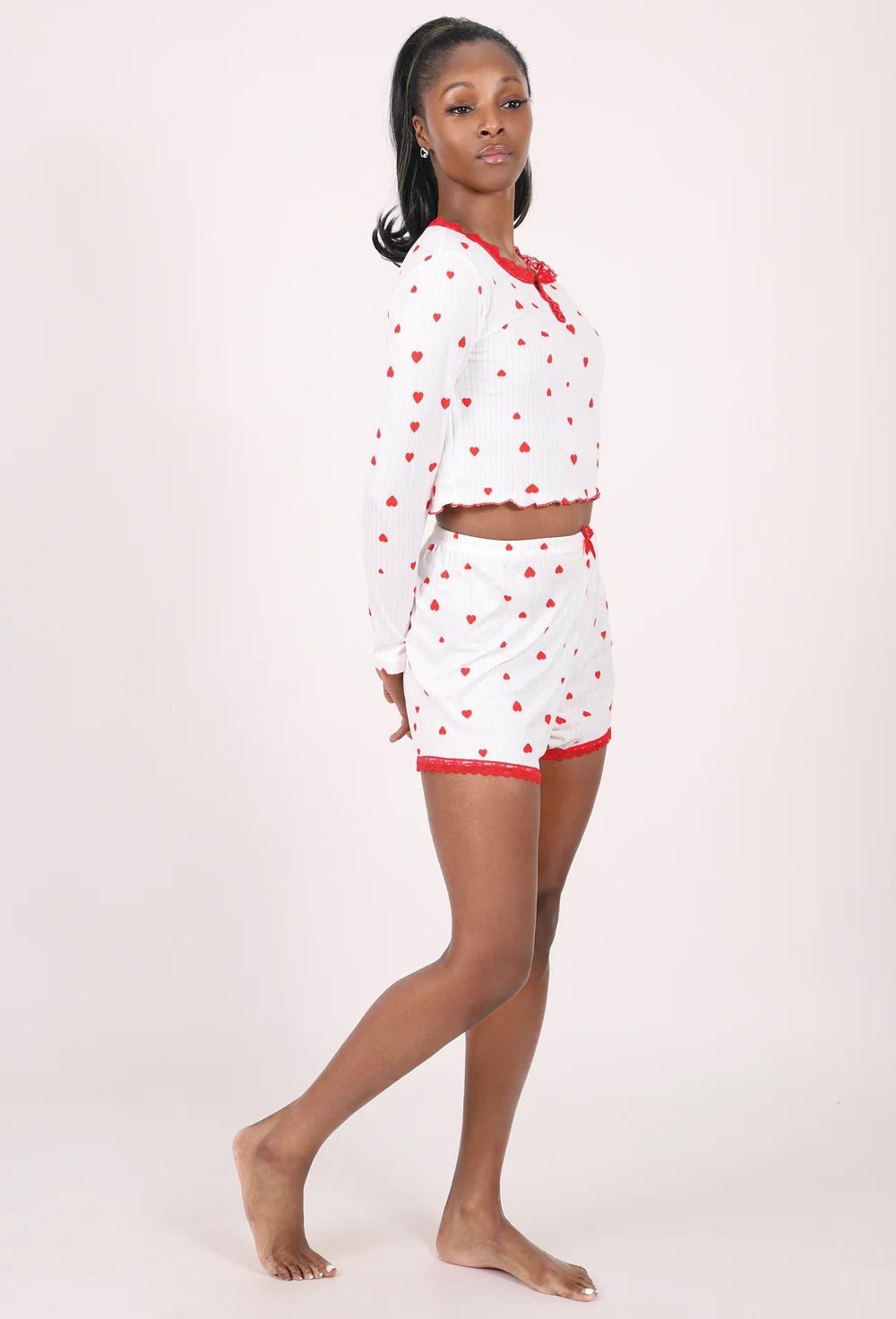 NUEE New York Long-Sleeve Crop Top & Shorts Lounge Set – 2 Piece Set - Beauty Exchange Beauty Supply