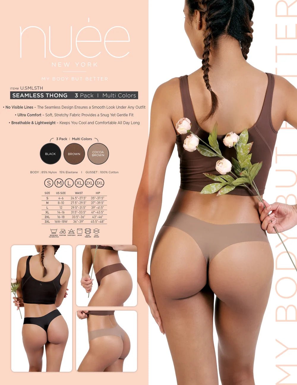 NUEE New York Seamless Thong – 3 Pack - Beauty Exchange Beauty Supply