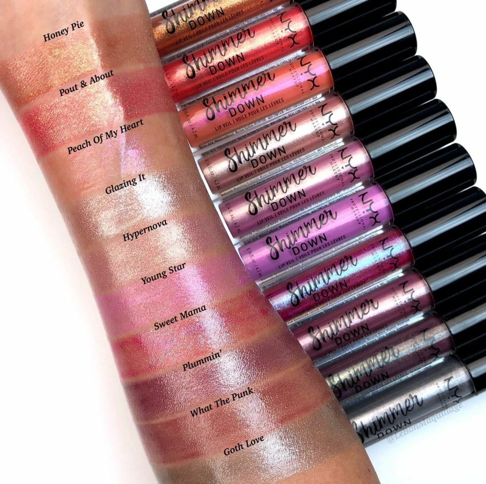 NYX Shimmer Down Lip Veil – 10 Shades - Beauty Exchange Beauty Supply