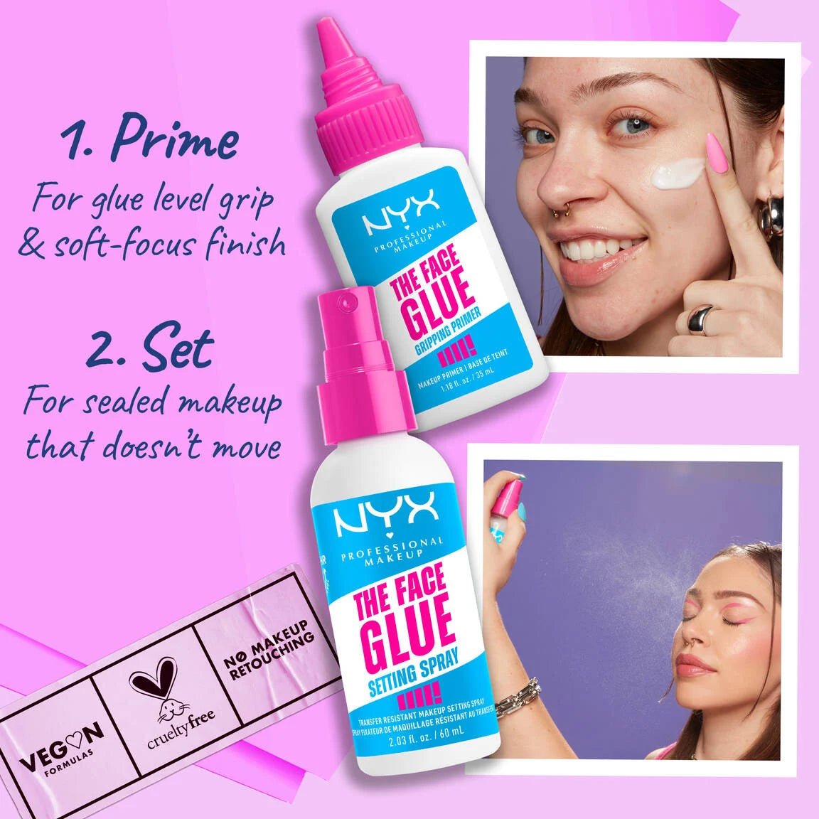 NYX The Face Glue Primer & Setting Spray Duo - Beauty Exchange Beauty Supply