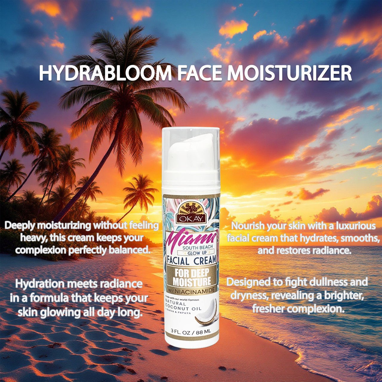 OKAY Miami South Beach Deep Moisture Facial Cream - 2 oz - Beauty Exchange Beauty Supply