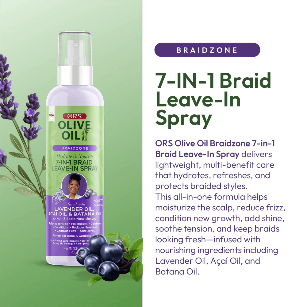 ORS Olive Oil Braidzone 7 - In - 1 Braid Leave In Spray – 8oz - Beauty Exchange Beauty Supply