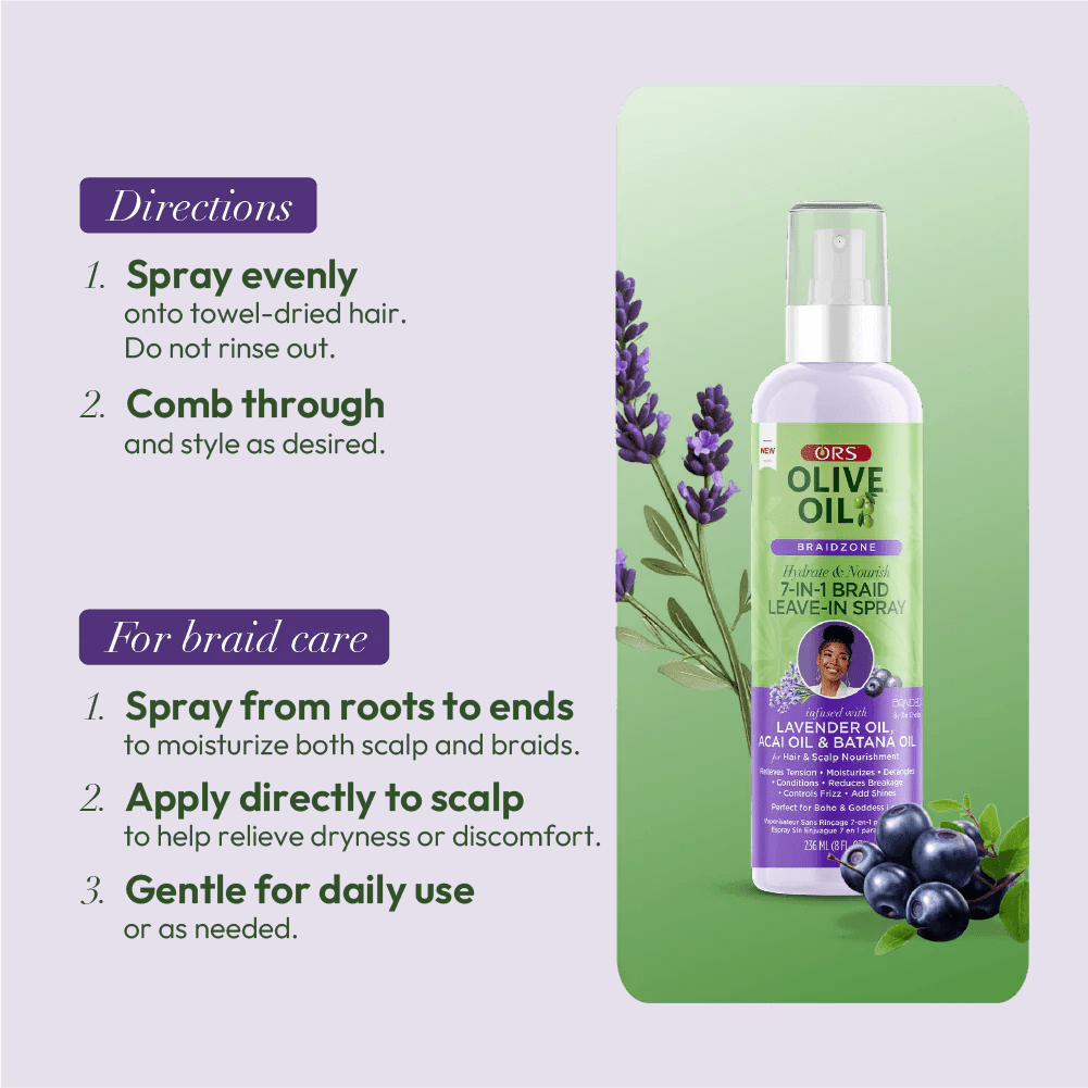 ORS Olive Oil Braidzone 7 - In - 1 Braid Leave In Spray – 8oz - Beauty Exchange Beauty Supply