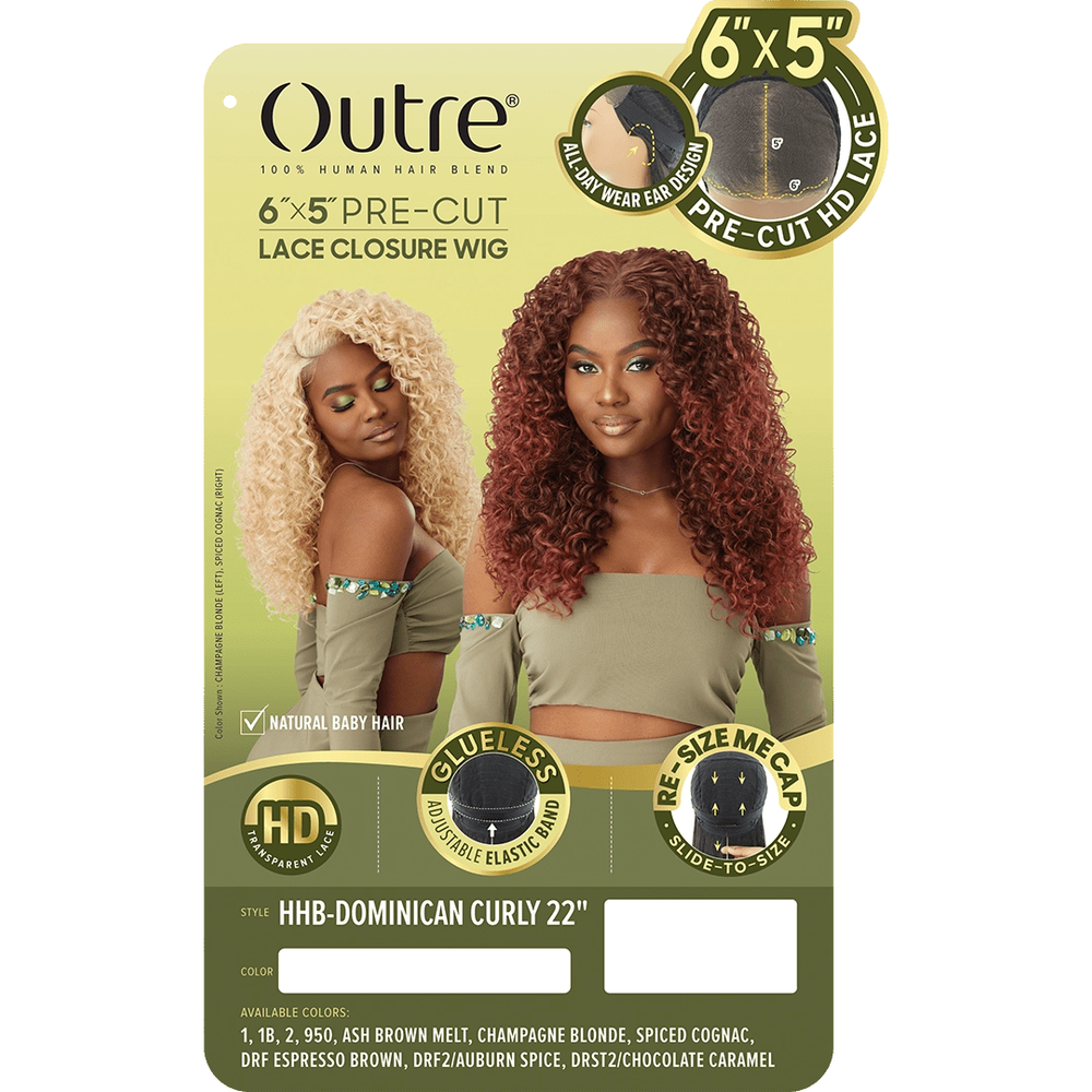 Outre 6x5 Pre - Cut Lace Closure Wig - HHB - Dominican Curly 22" - Beauty Exchange Beauty Supply