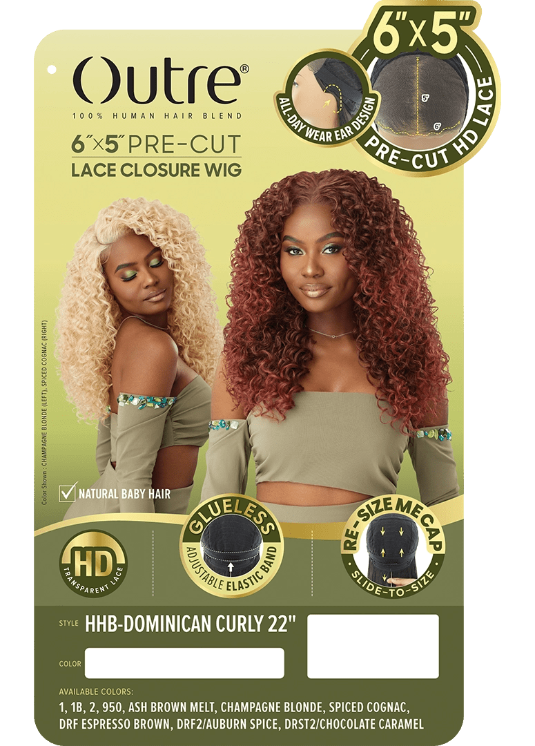Outre 6x5 Pre - Cut Lace Closure Wig - HHB - Dominican Curly 22" - Beauty Exchange Beauty Supply