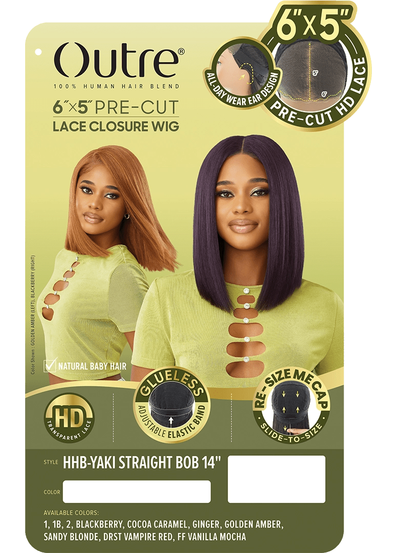 Outre 6x5 Pre - Cut Lace Closure Wig - HHB - Yaki Straight Bob 14" - Beauty Exchange Beauty Supply