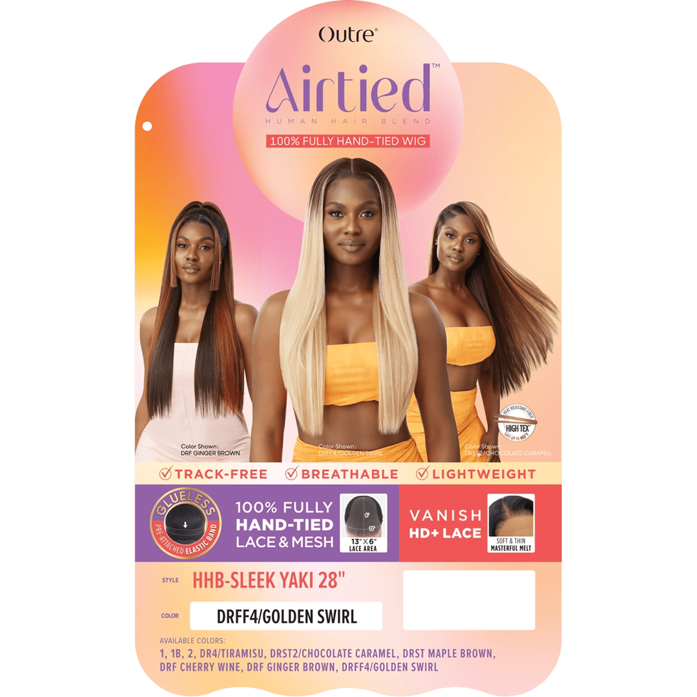 Outre Airtied 100% Fully Hand - Tied Wig Human Hair Blend - Sleek Yaki 28" - Beauty Exchange Beauty Supply