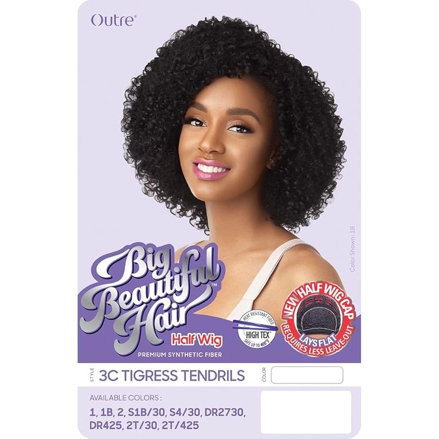 Outre Big Beautiful Hair Half Wig – 3C Tigress Tendrils | Natural Volume, Secure Fit & Flatter Cap Design - Beauty Exchange Beauty Supply