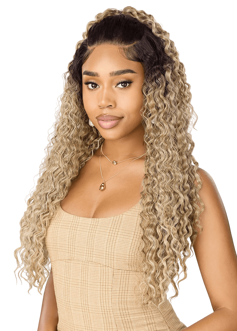 Outre NueBlend Perfect Hairline 13x6 Lace Frontal Wig – HHB Peruvian Curls 26” - Beauty Exchange Beauty Supply