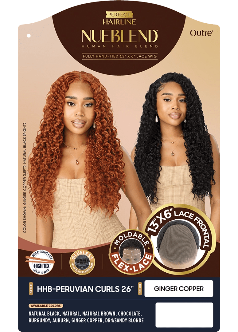 Outre NueBlend Perfect Hairline 13x6 Lace Frontal Wig – HHB Peruvian Curls 26” - Beauty Exchange Beauty Supply