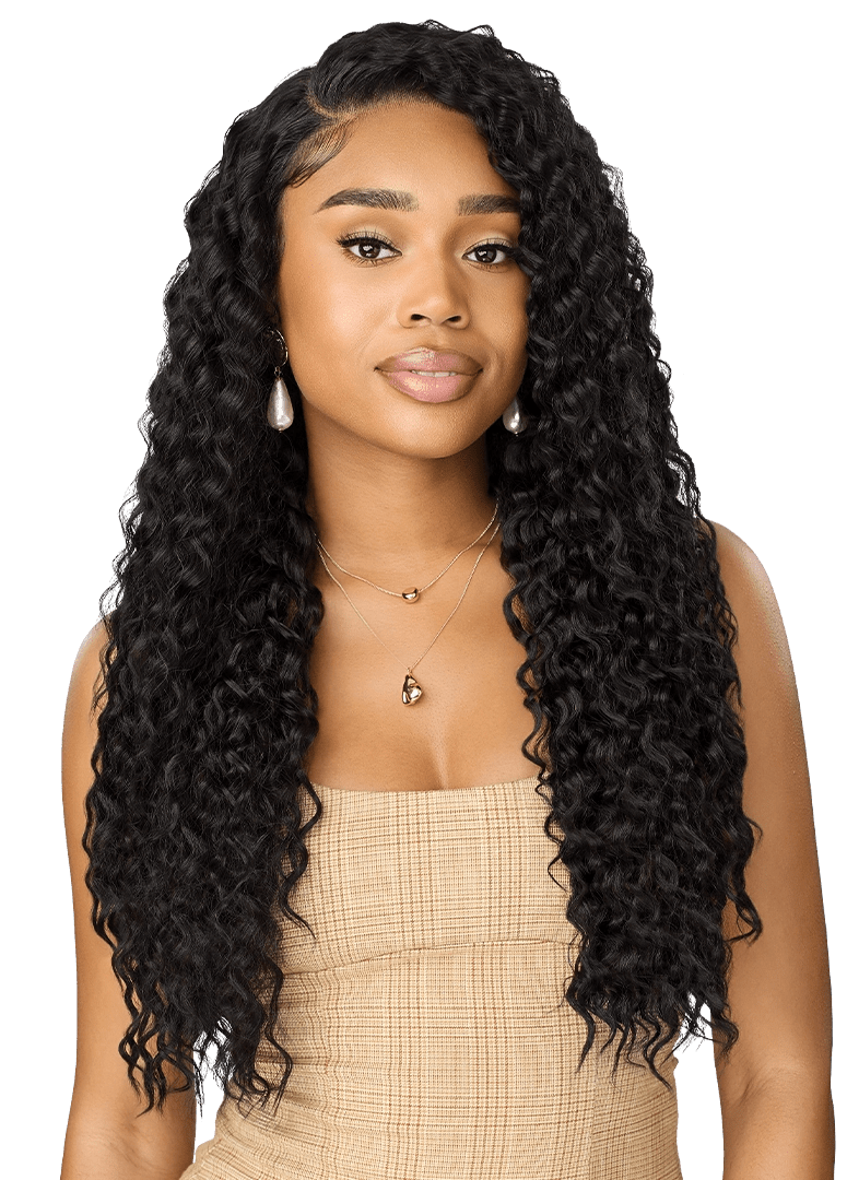 Outre NueBlend Perfect Hairline 13x6 Lace Frontal Wig – HHB Peruvian Curls 26” - Beauty Exchange Beauty Supply