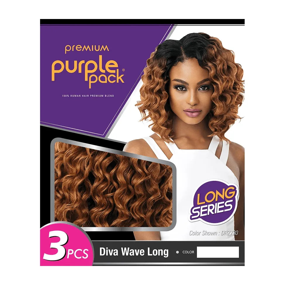 Outre Premium Purple Pack – Diva Wave Long | Soft Beachy Waves for Crochet & Quick Weaves | Lightweight, Hot Water Set Friendly - Beauty Exchange Beauty Supply