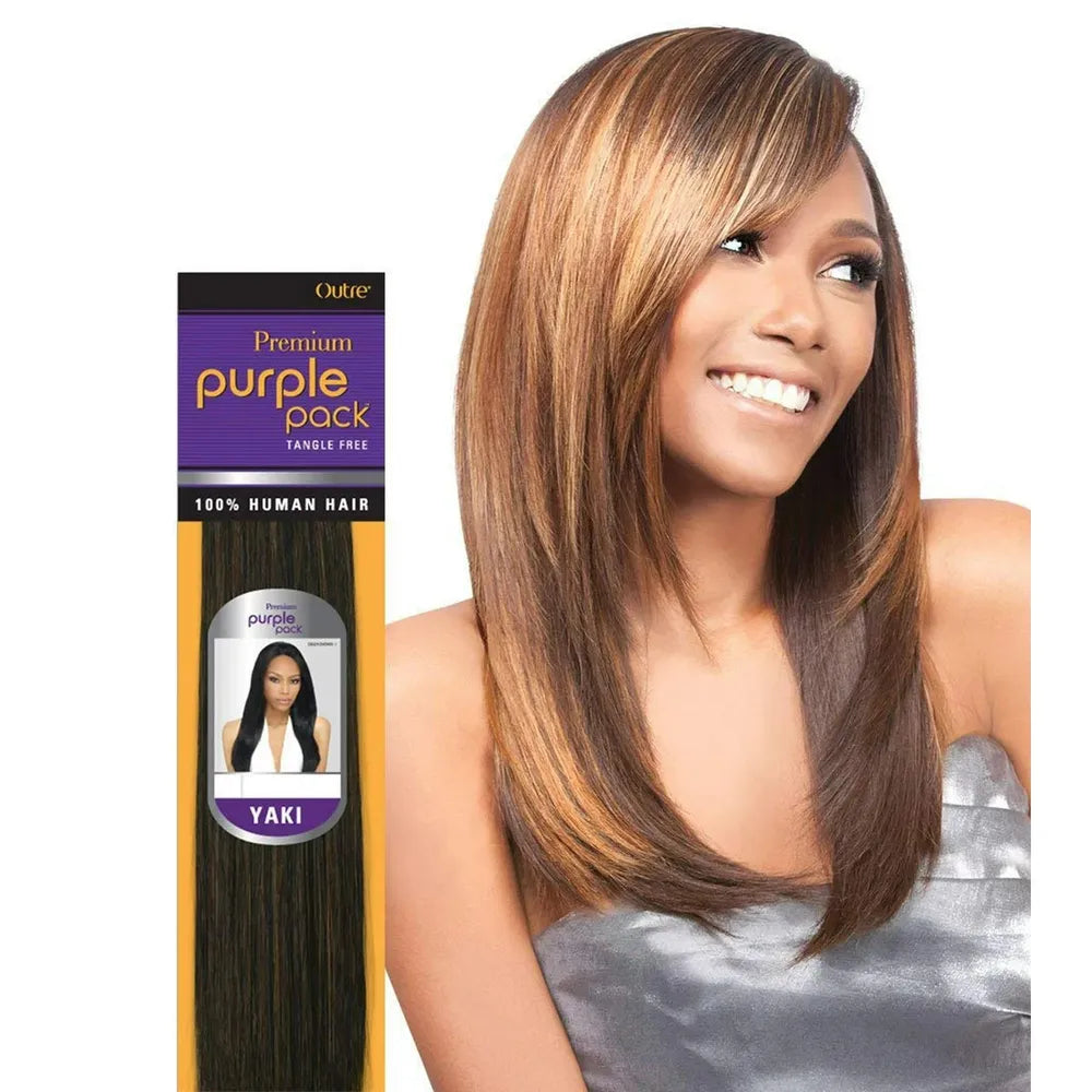 Outre Premium Purple Pack Yaki Human Hair – 20" | 100% Human Hair • Soft Yaki Texture • Long, Natural Finish - Beauty Exchange Beauty Supply