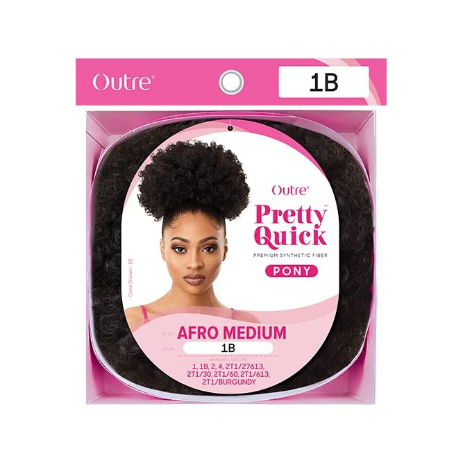 Outre Pretty Quick Drawstring Ponytail – AFRO MEDIUM | Bold Curls, Soft Volume | Natural Look in Minutes - Beauty Exchange Beauty Supply