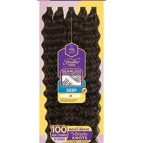 Outre Purple Pack Human Hair Blend Brazilian Feather Crochet – Deep 18