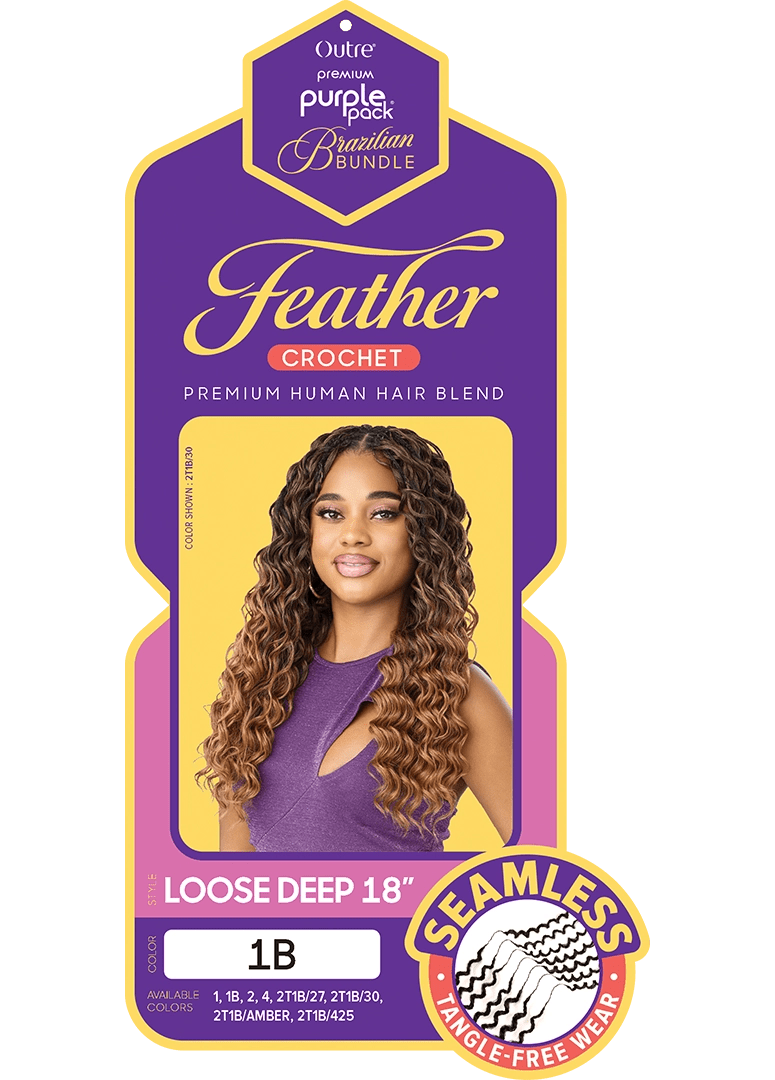 Outre Purple Pack Human Hair Blend Brazilian Feather Crochet – Loose Deep 18" - Beauty Exchange Beauty Supply