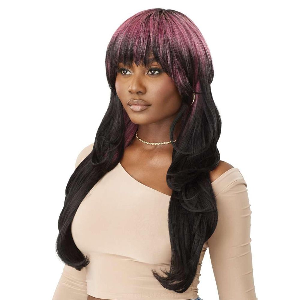 Outre WigPop Synthetic Wig – Cyra | Loose Curls with Bangs & Natural Volume Pop - On Style in Sweet Shades - Beauty Exchange Beauty Supply