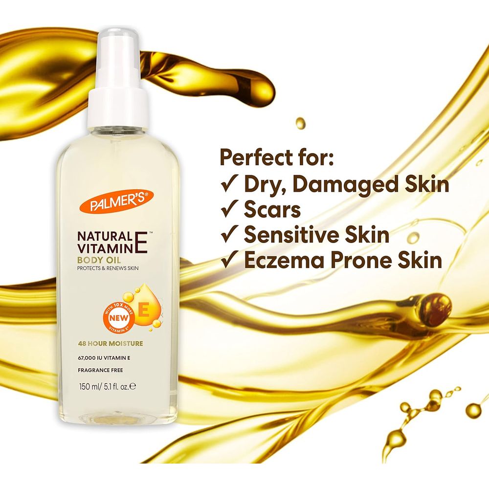 Palmer’s Natural Vitamin E Multi - Purpose Body Oil | Fragrance - Free, Hypoallergenic Skin Therapy for Scars, Dryness & Irritation – 5.1 fl oz - Beauty Exchange Beauty Supply
