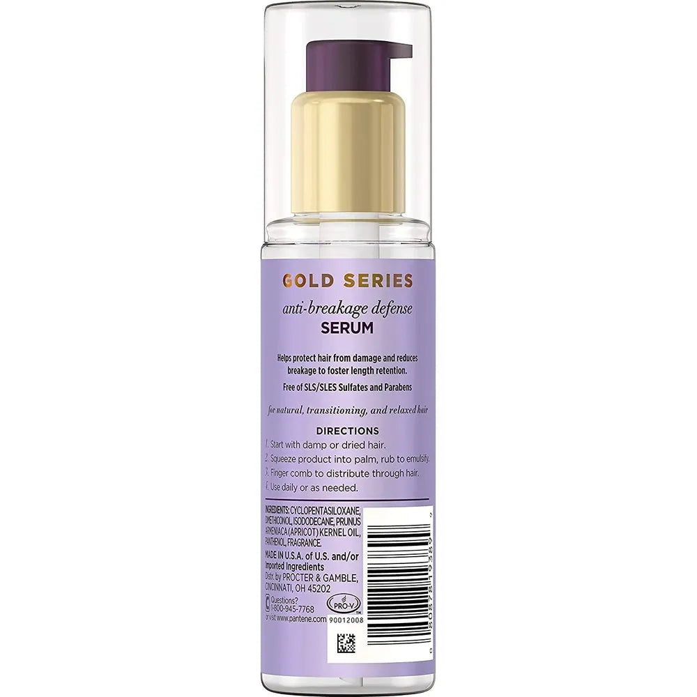 🌟 Pantene Gold Series New Lengths Anti - Breakage Defense Serum – Protects & Strengthens Curly, Coily Hair – 3 fl oz - Beauty Exchange Beauty Supply