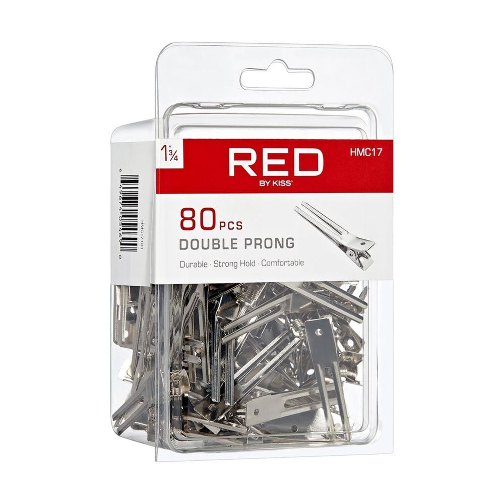 KISS RED 1¾″ Double Prong Clip – 80pcs