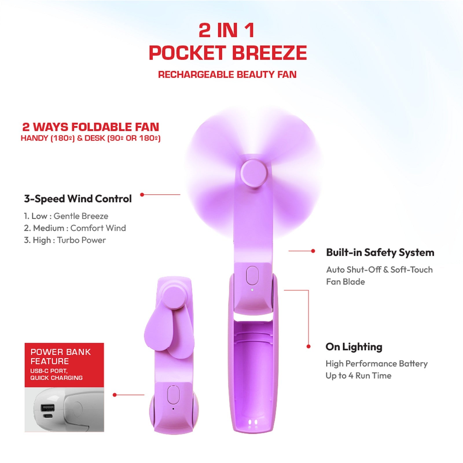 Red 2 - in - 1 Pocket Breezer - Beauty Exchange Beauty Supply