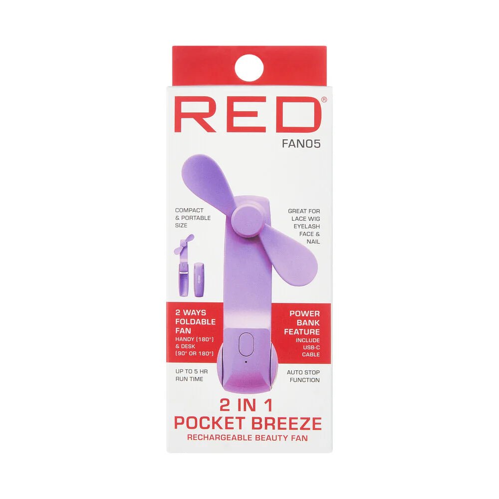 Red 2 - in - 1 Pocket Breezer Fan05 - Beauty Exchange Beauty Supply